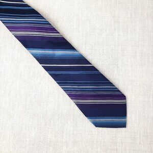 Material London Tie Blue Purple Satin Silk Diagonal Stripe Textured